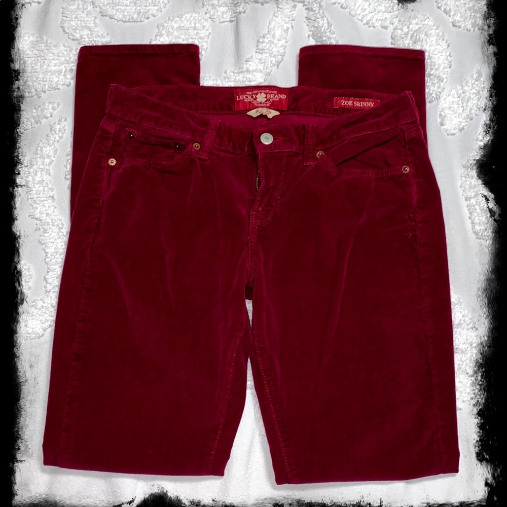 Lucky Brand Burgandy Skinny Fit Cords